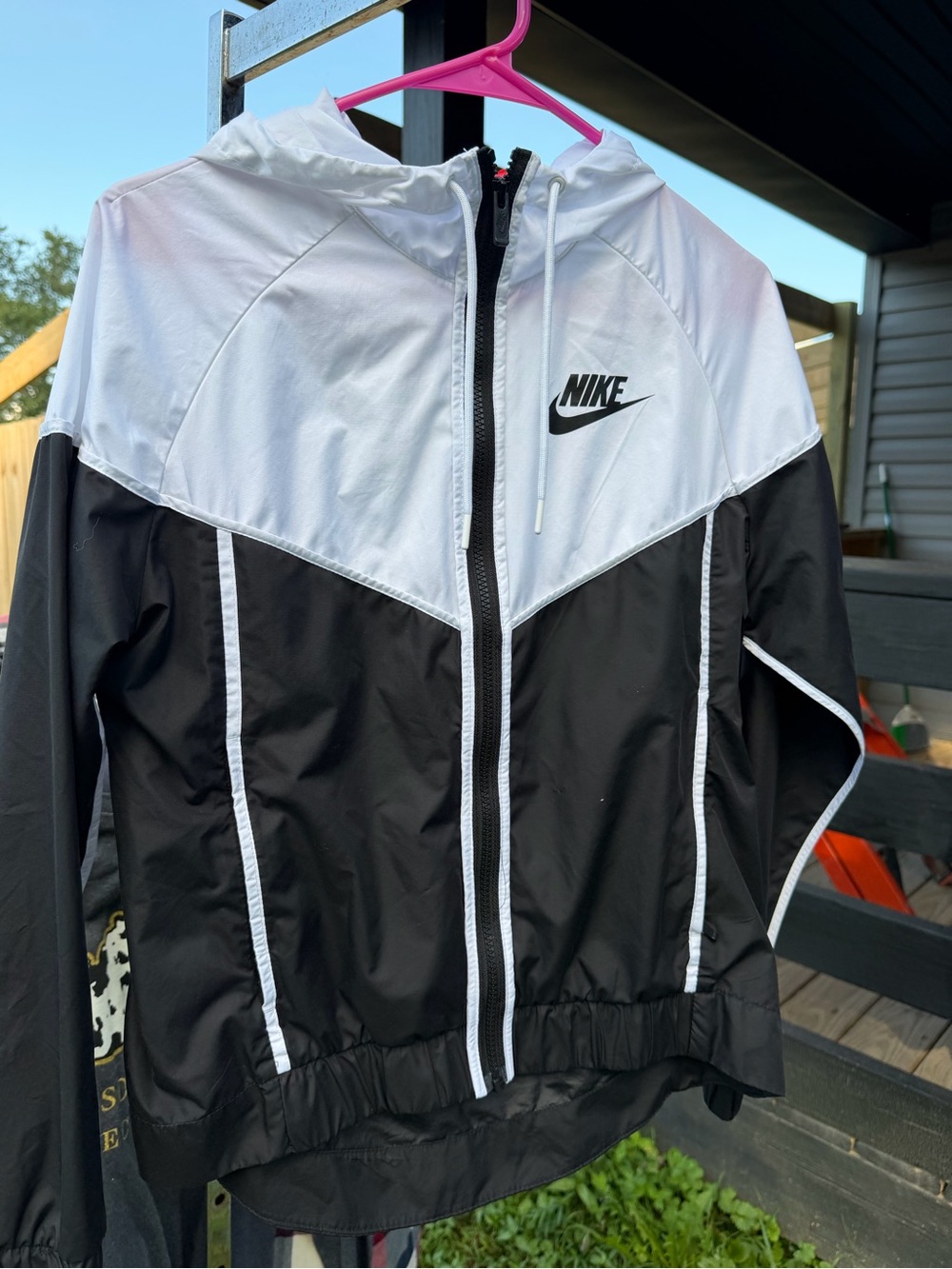 Nike Black and White Kids' Hooded Windbreaker Jacket
